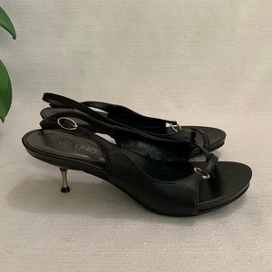VIA UNO Black Leather Sandals Brazil Woman’s 8